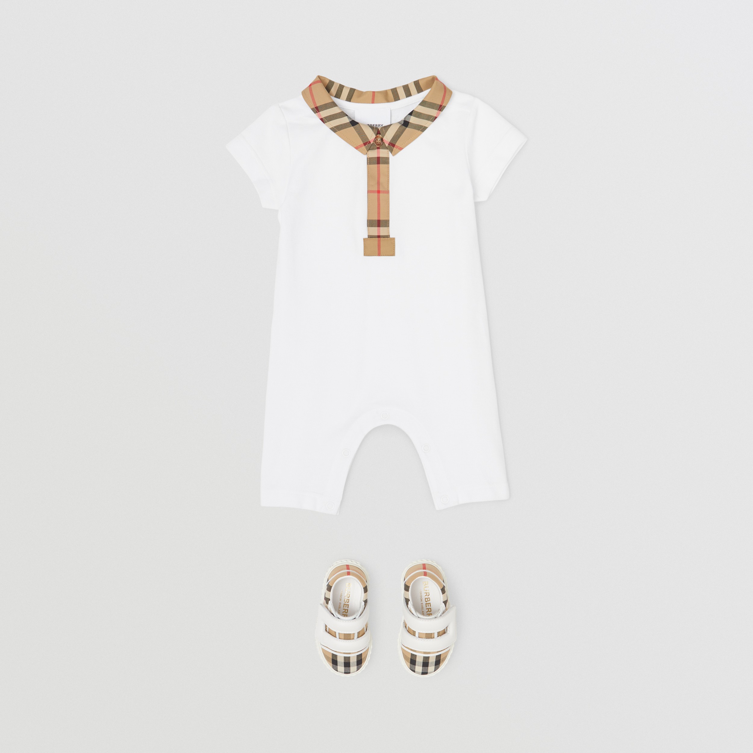 Combinaison en piqué de coton stretch Check (Blanc) - Enfant | Site officiel Burberry® - 3
