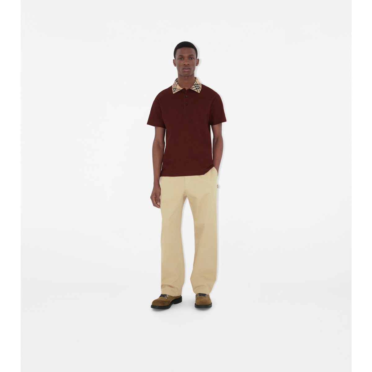  Check Collar Cotton Polo Shirt