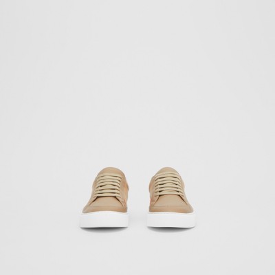 beige leather sneakers