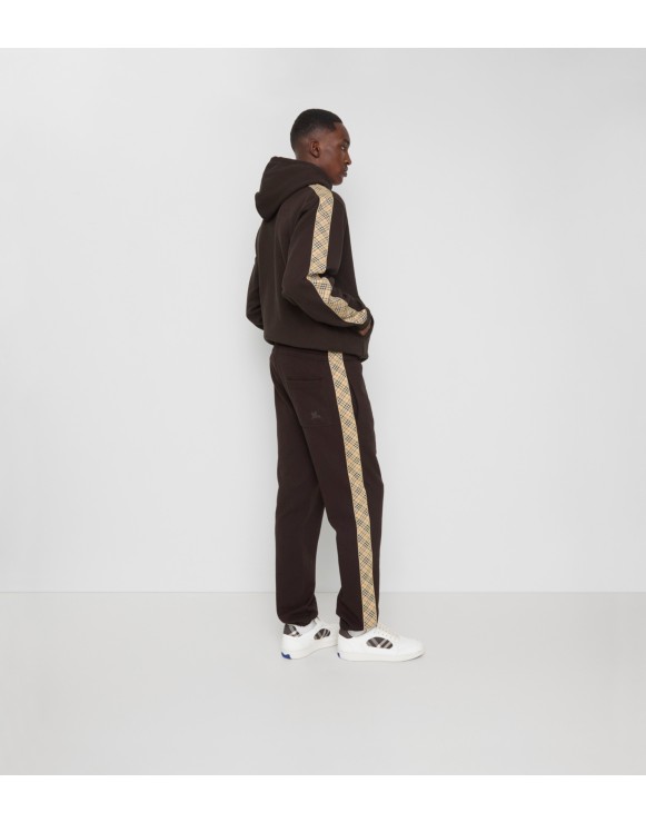 Check Trim Cotton Jogging Pants