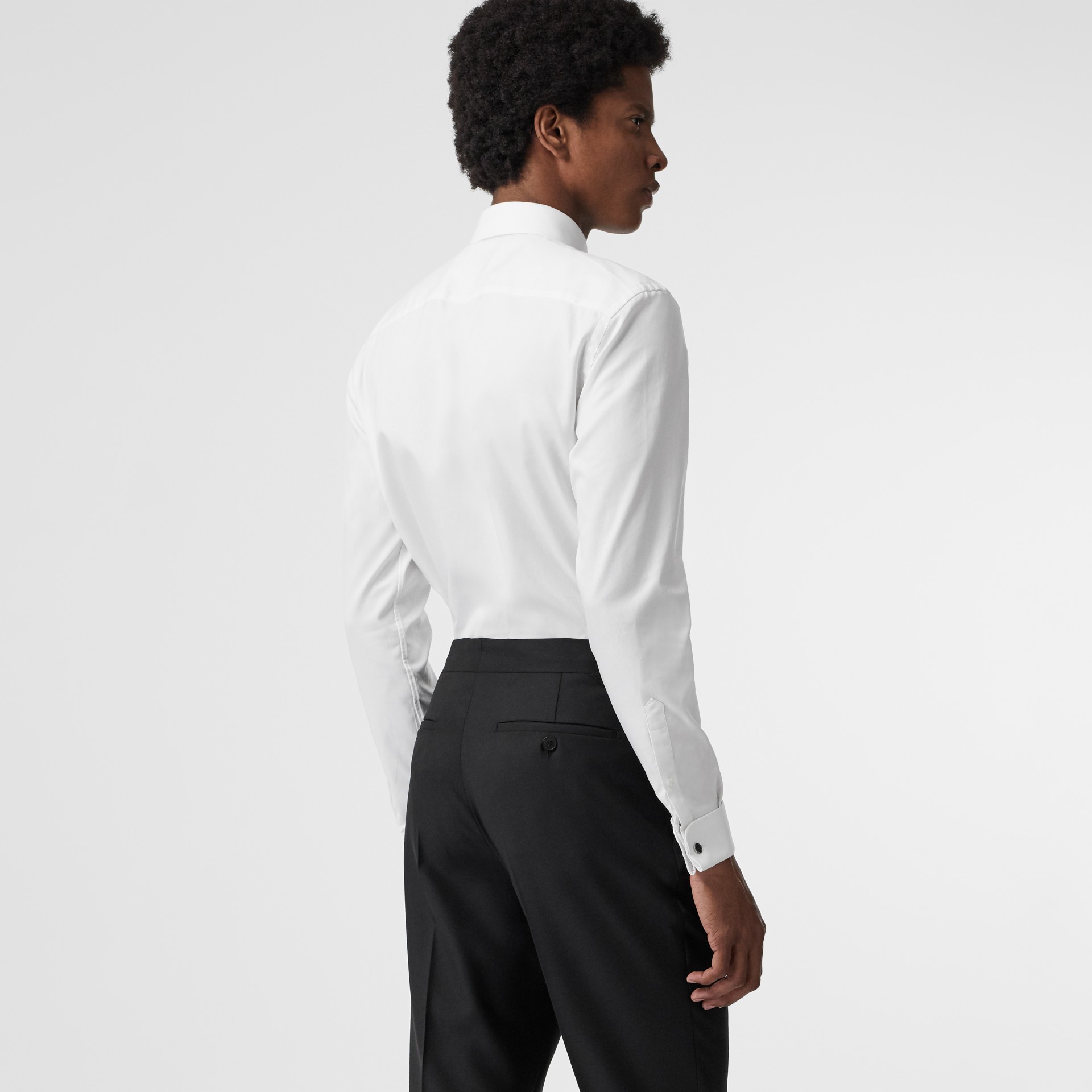 Modern Fit Double Cuff Cotton Shirt in White Men Burberry United States