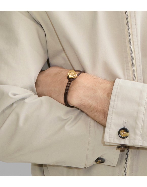 Leather B Shield Bracelet