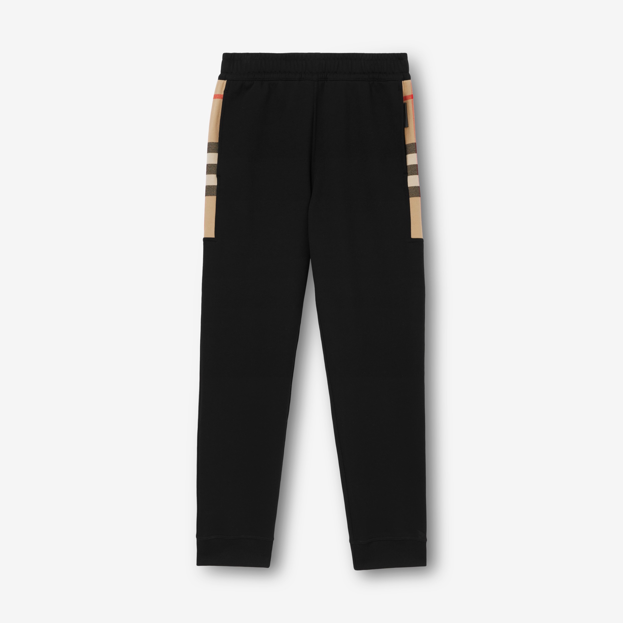 Check Panel Cotton Jogging Pants in Black/archive Beige Men