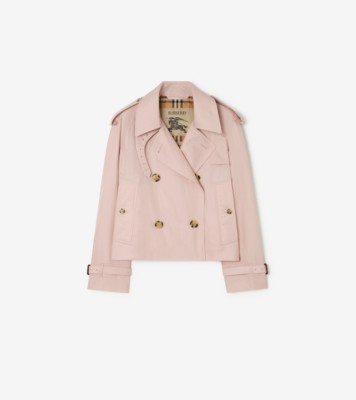BURBERRY*バーバリーロンドン　トレンチコート　ピンク　ノバチェック　38 Cropped Tropical Gabardine Mayfair Trench Jacket in Pale sugar
