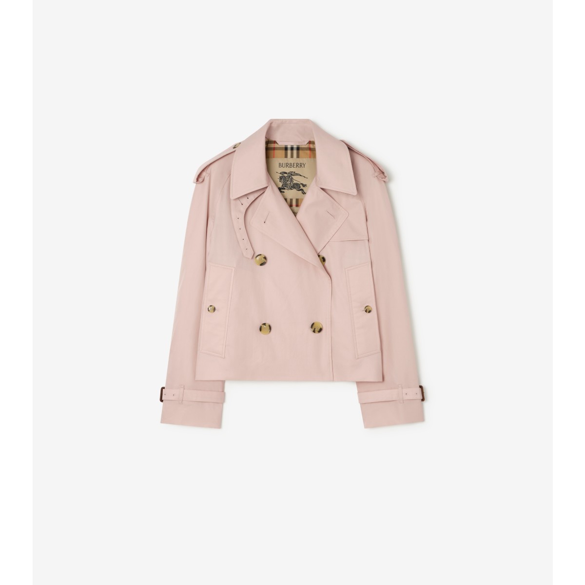  Check Cropped Tropical Gabardine Mayfair Trench Jacket