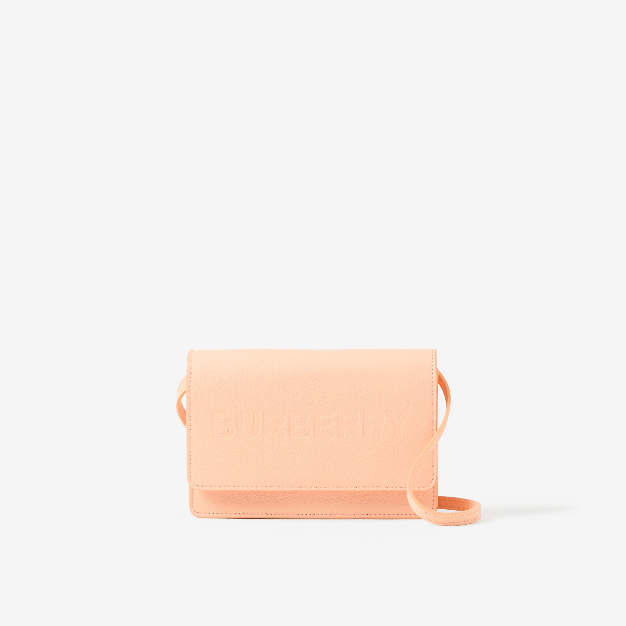 Logo Embossed Leather Small Crossbody Bag in Peach Pink - Women | Burberry®  Official