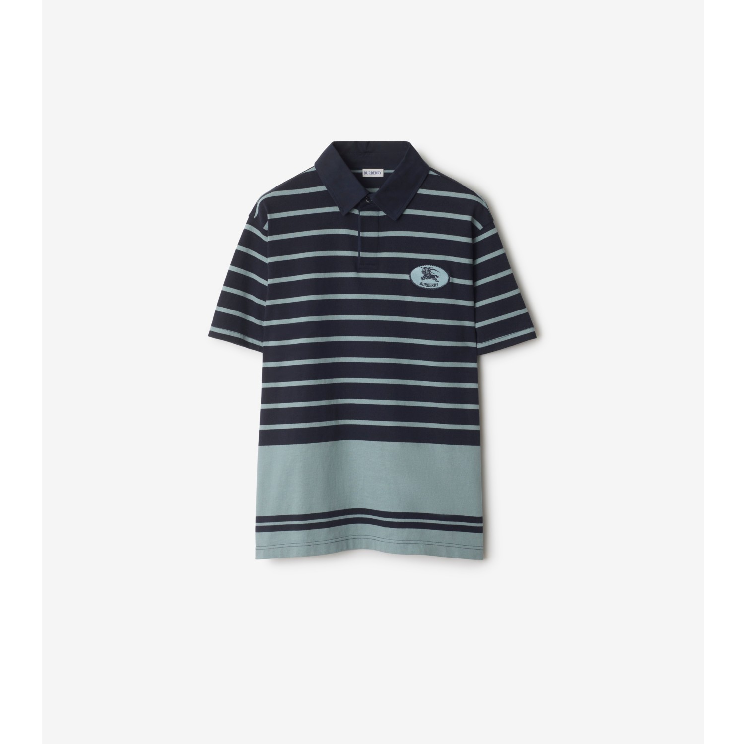 バーバリー　ポロシャツ ストライプ コットンポロシャツ (インデックスブルー) - メンズ