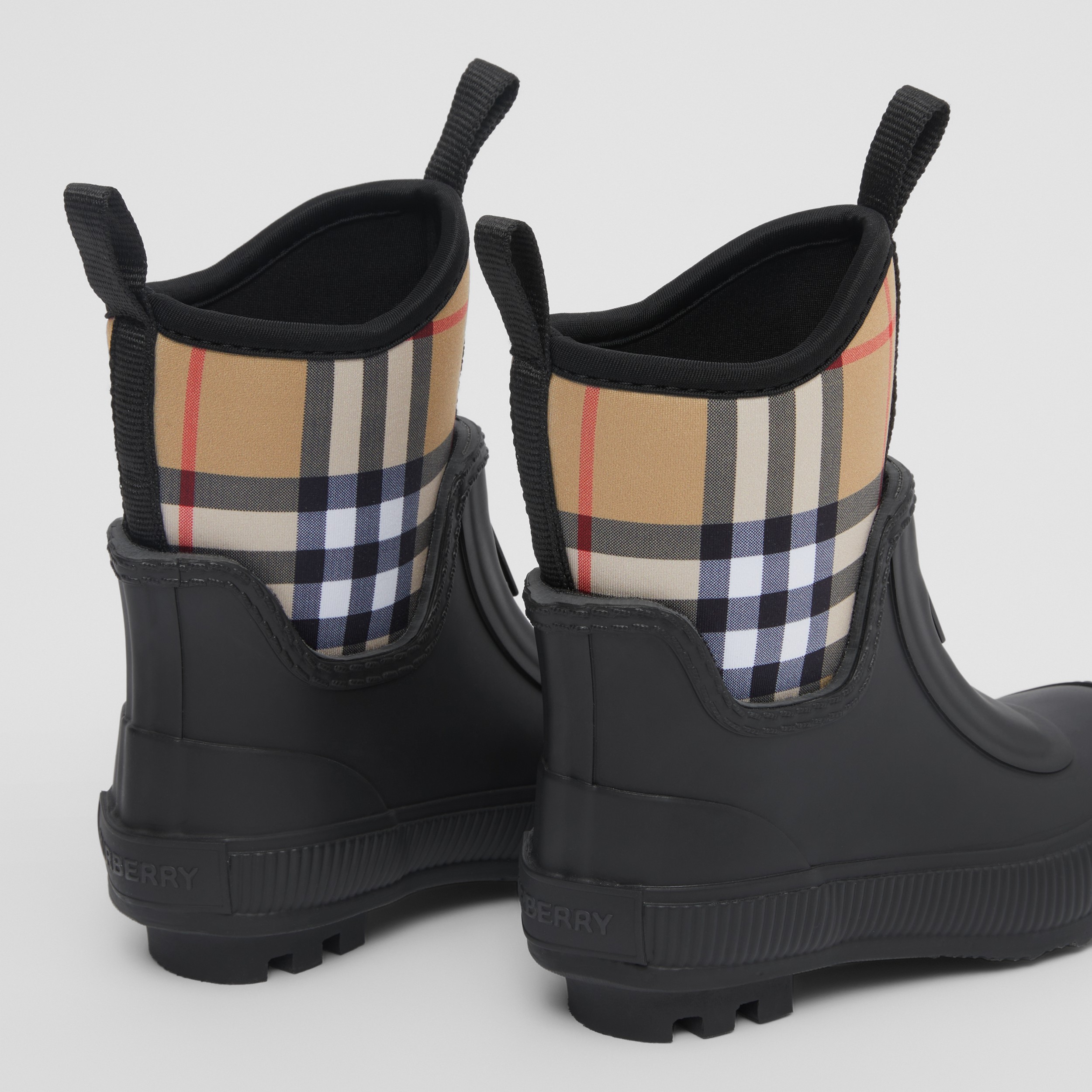 Vintage Check Neoprene and Rubber Rain Boots in Black - Children | Burberry® Official - 2