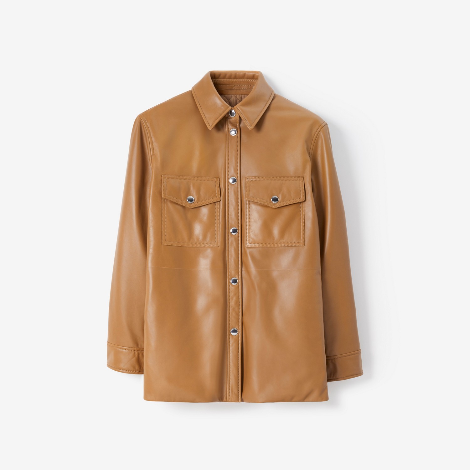 Plongé Leather Overshirt in Camel - Women | Burberry® Official