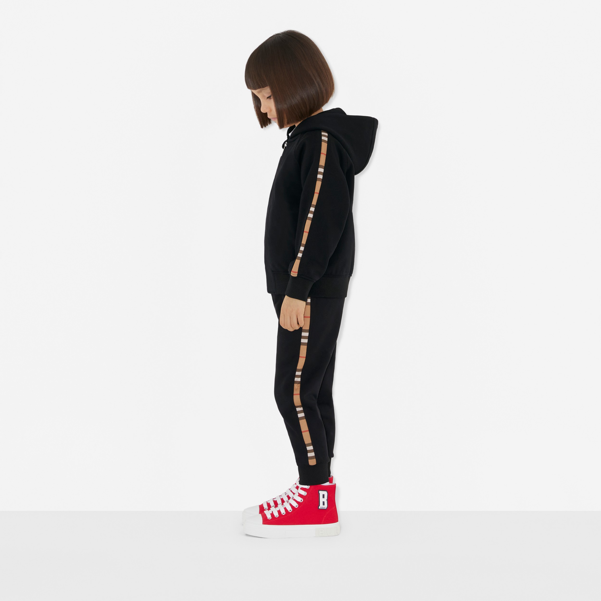 Pantalones de jogging en algodón con paneles Check (Negro) | Burberry® oficial - 3