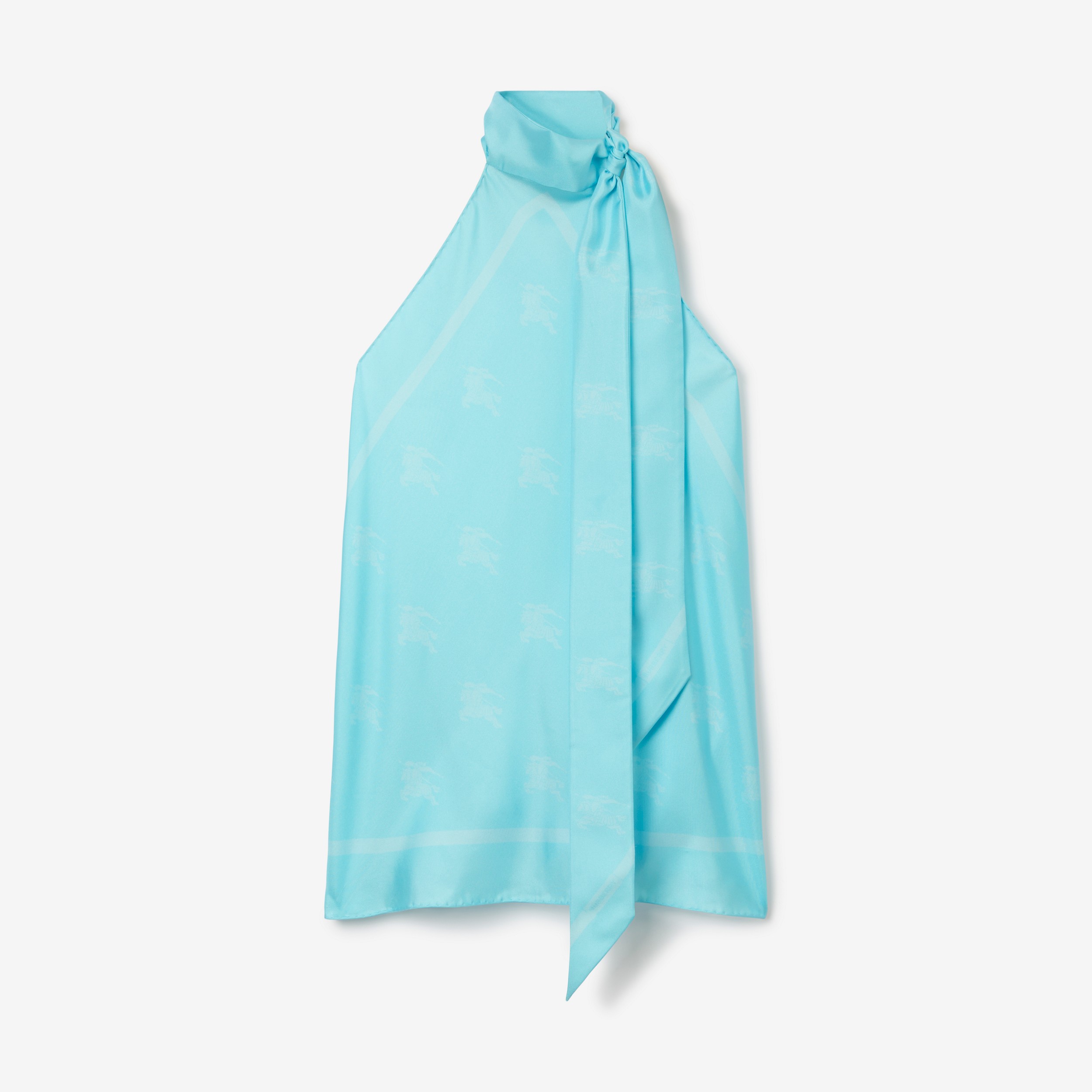 Top in seta con sciarpe ed EKD (Blu Topazio Brillante) - Donna | Sito ufficiale Burberry® - 1
