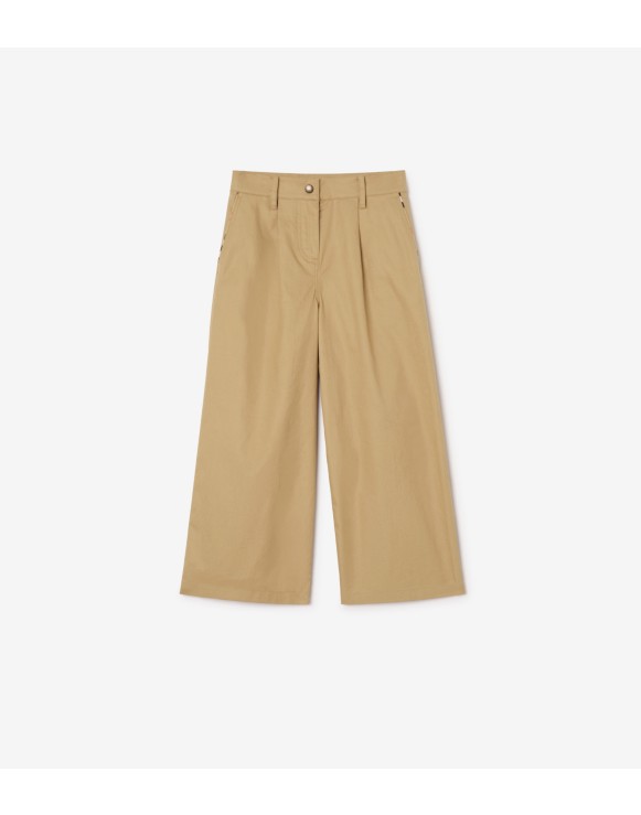 Check Trim Cotton Trousers