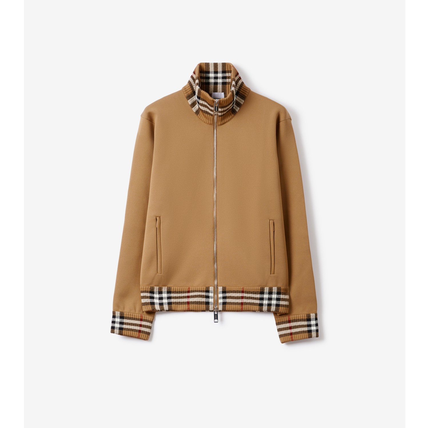 Check Trim Track Jacket in Camel - Men | Burberry® Official