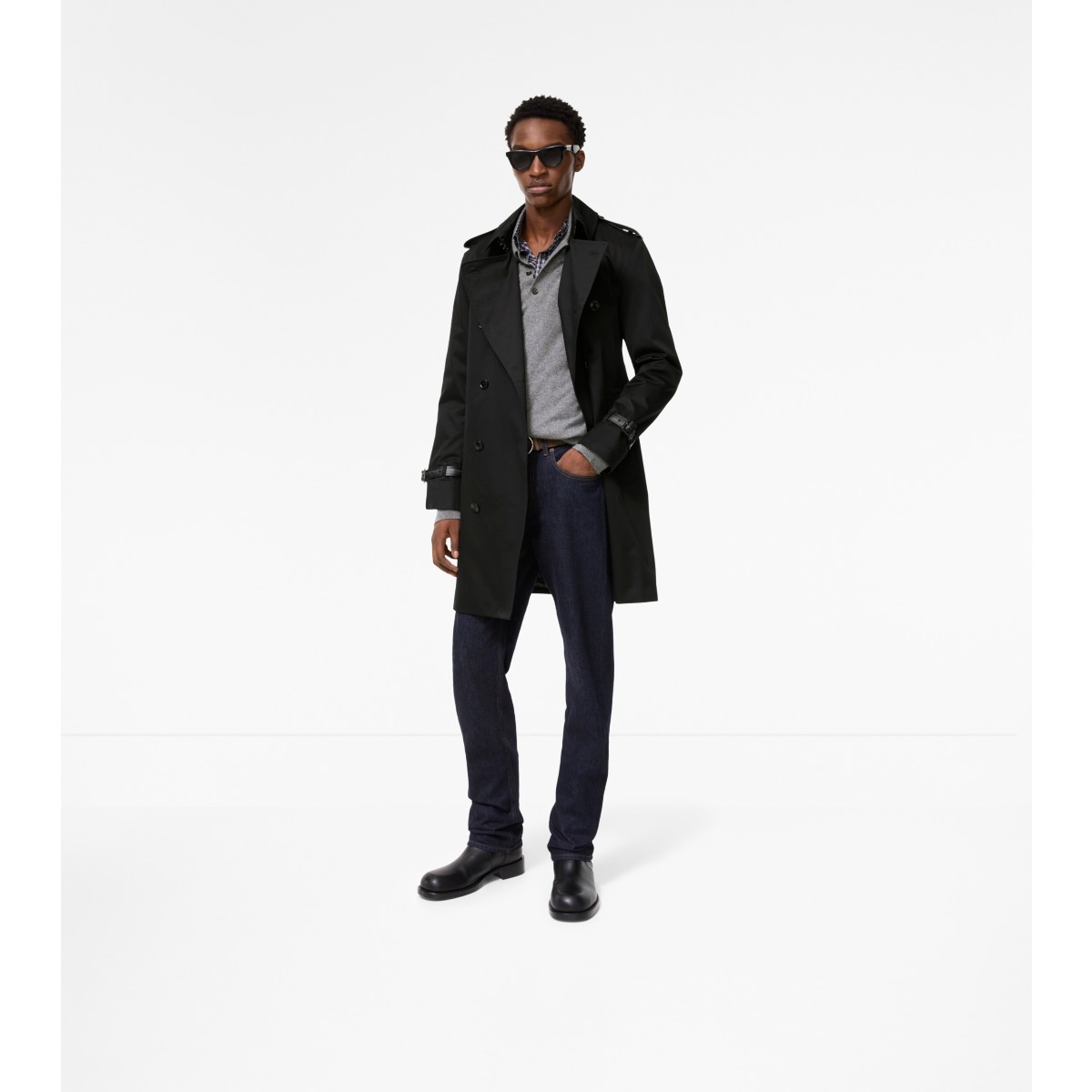  Check Mid-length Gabardine Kensington Trench Coat
