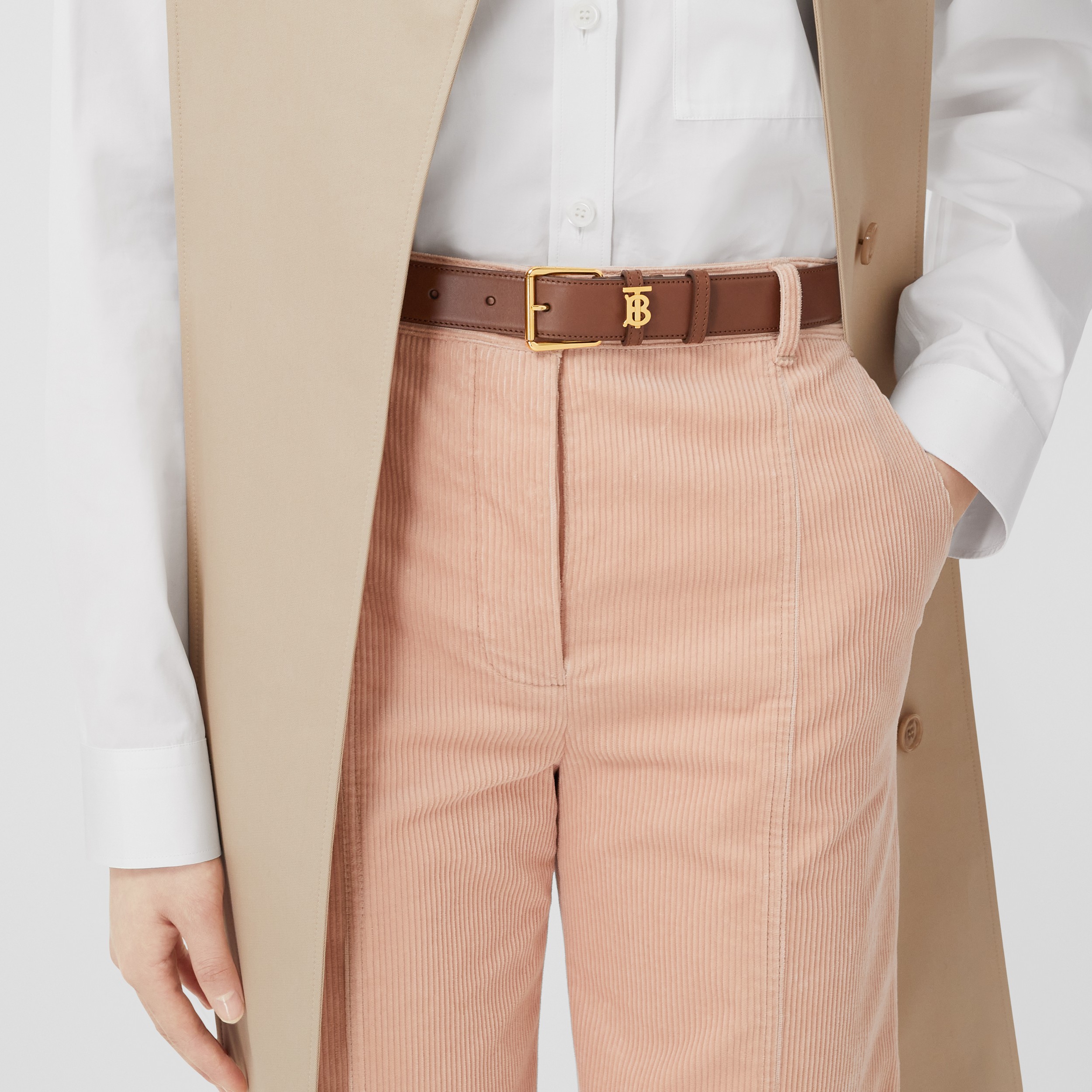 Leather TB Belt in Tan - Women | Burberry® Official - 3