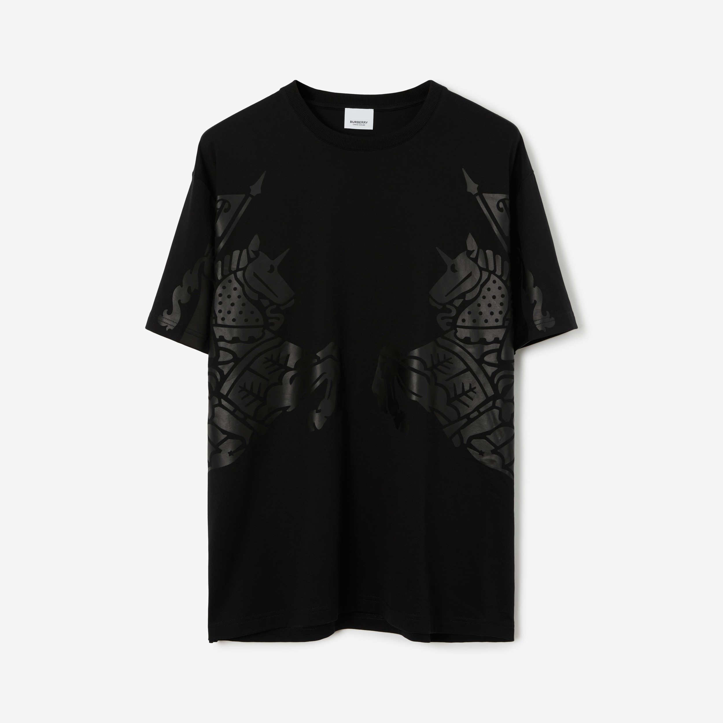 T-shirt oversize en coton avec emblème du Cavalier (Noir) - Homme | Site officiel Burberry® - 1