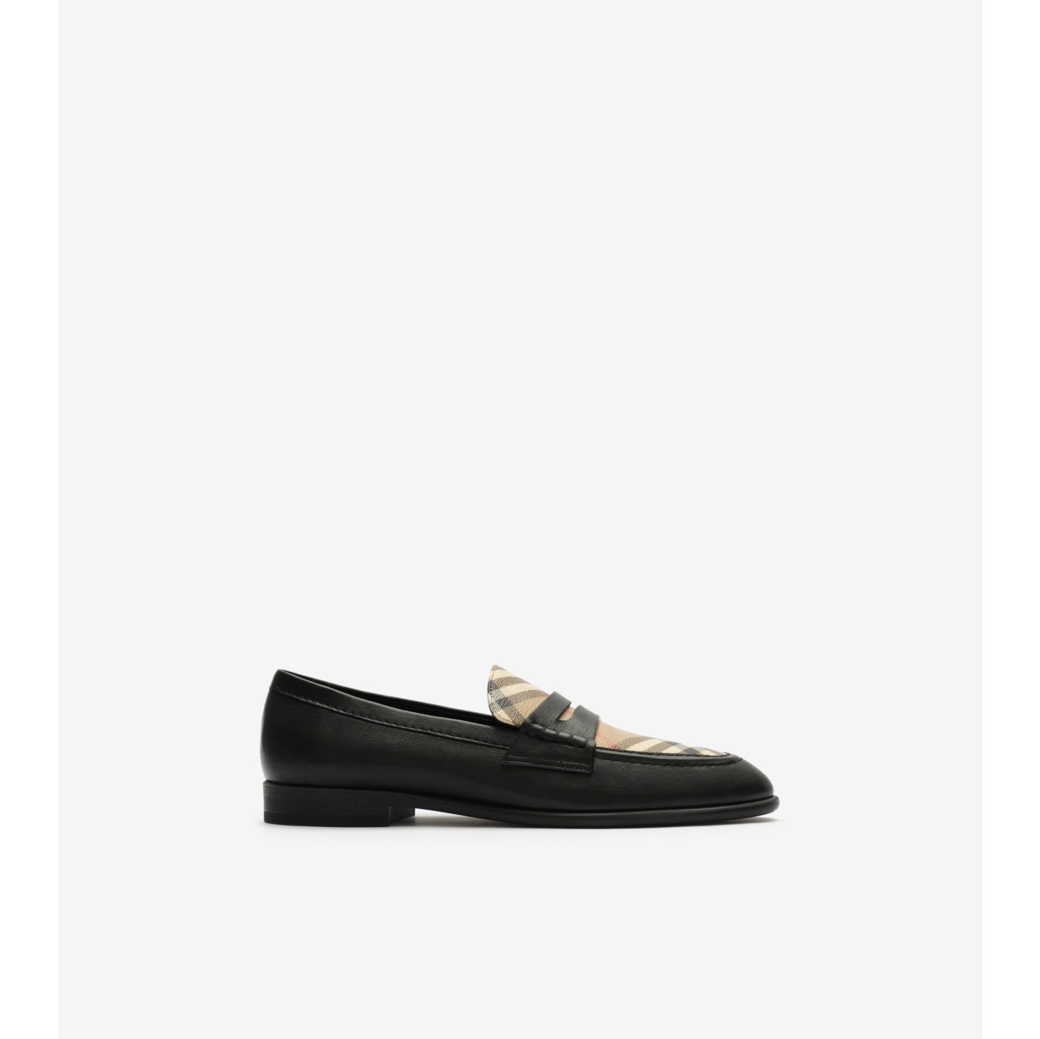 Check and Leather Opal Loafers