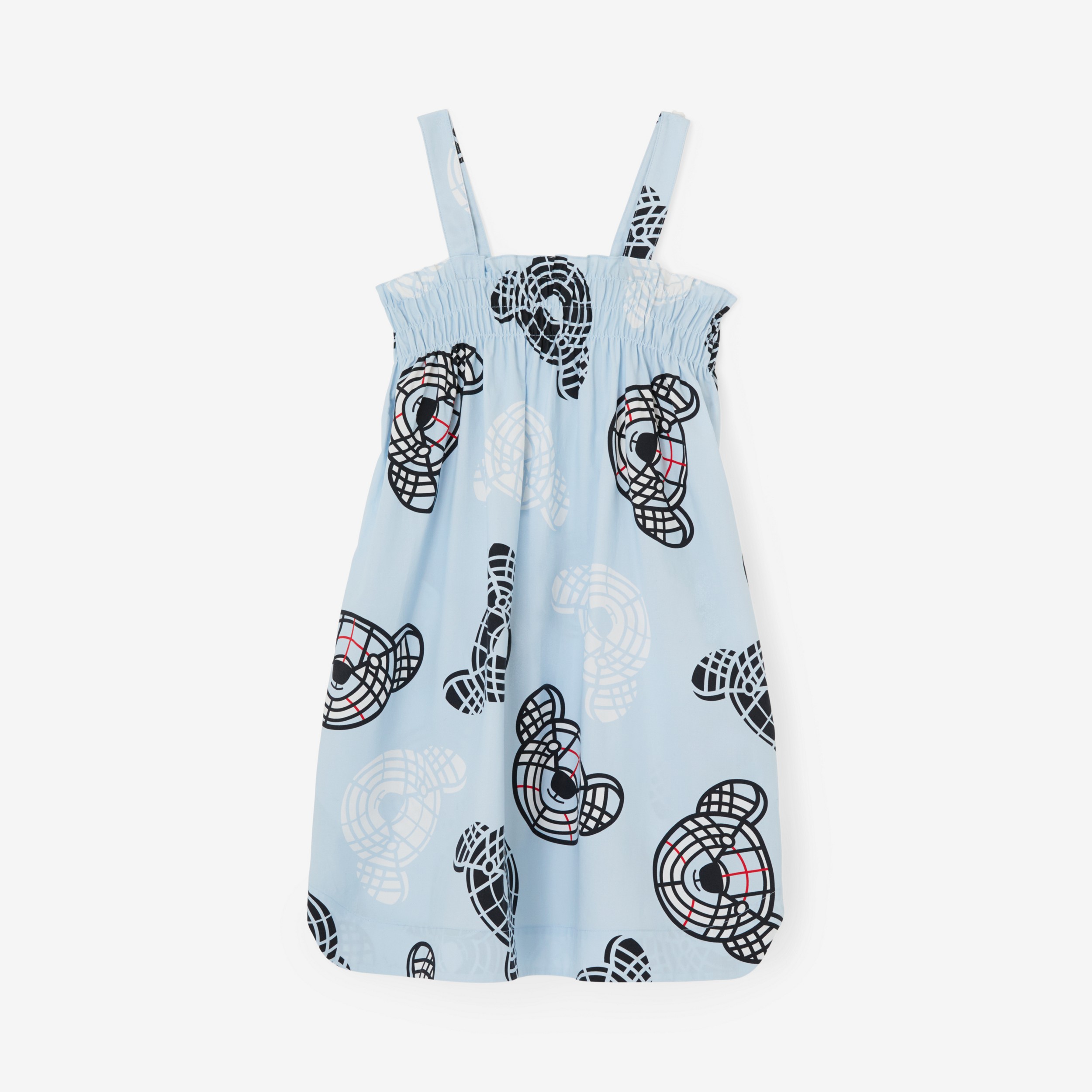 토마스 베어 프린트 코튼 스목 드레스 (페일 블루) | Burberry® - 1