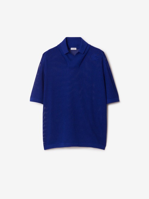 Burberry Silk Cotton Mesh Polo Shirt In Knight