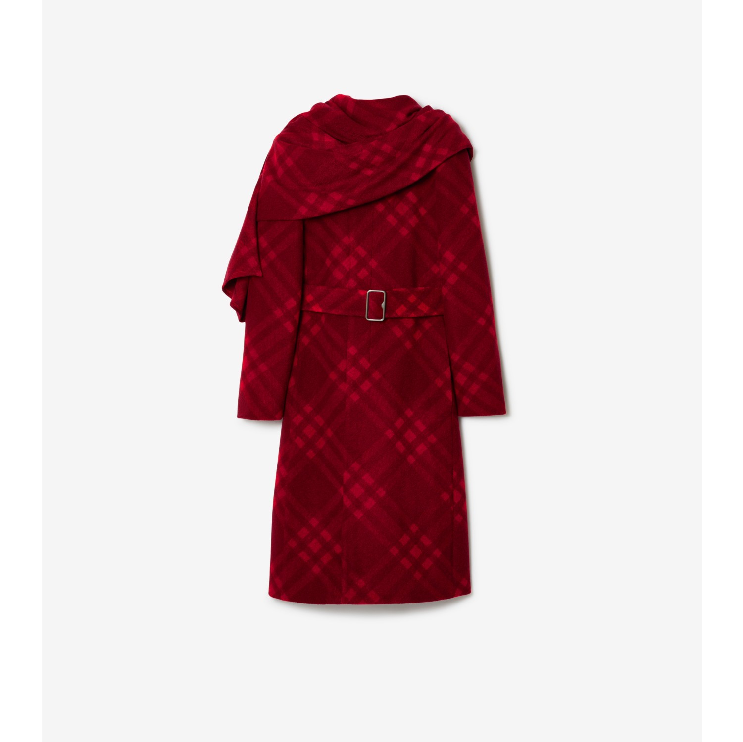 Check Draped Coat in Ripple Cashmere Wool Burberry Official