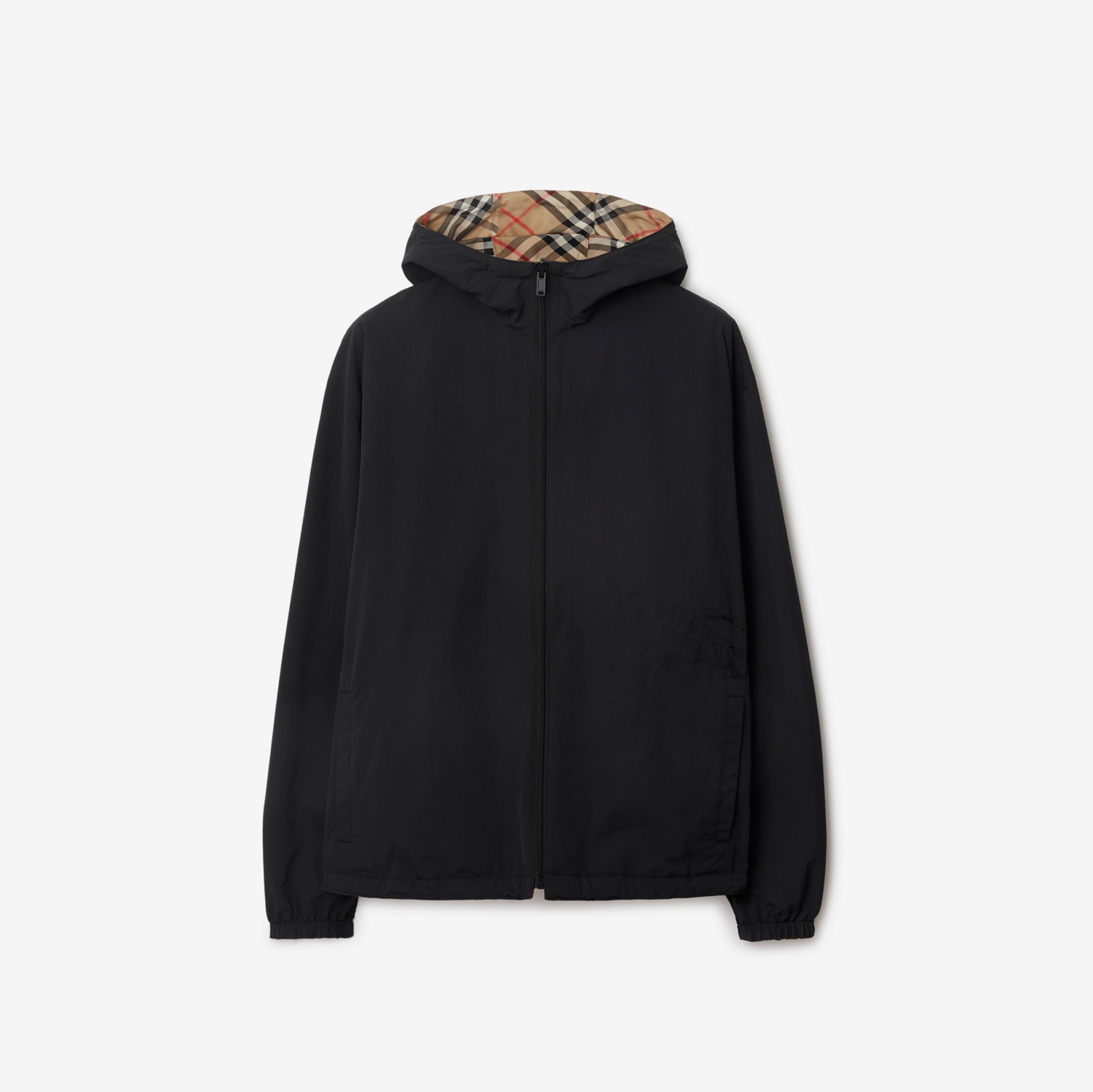 Reversible Check Hooded Jacket in Sand - Men | Burberry Reversible Check Hooded Jacket in Sand - Men | Burberry