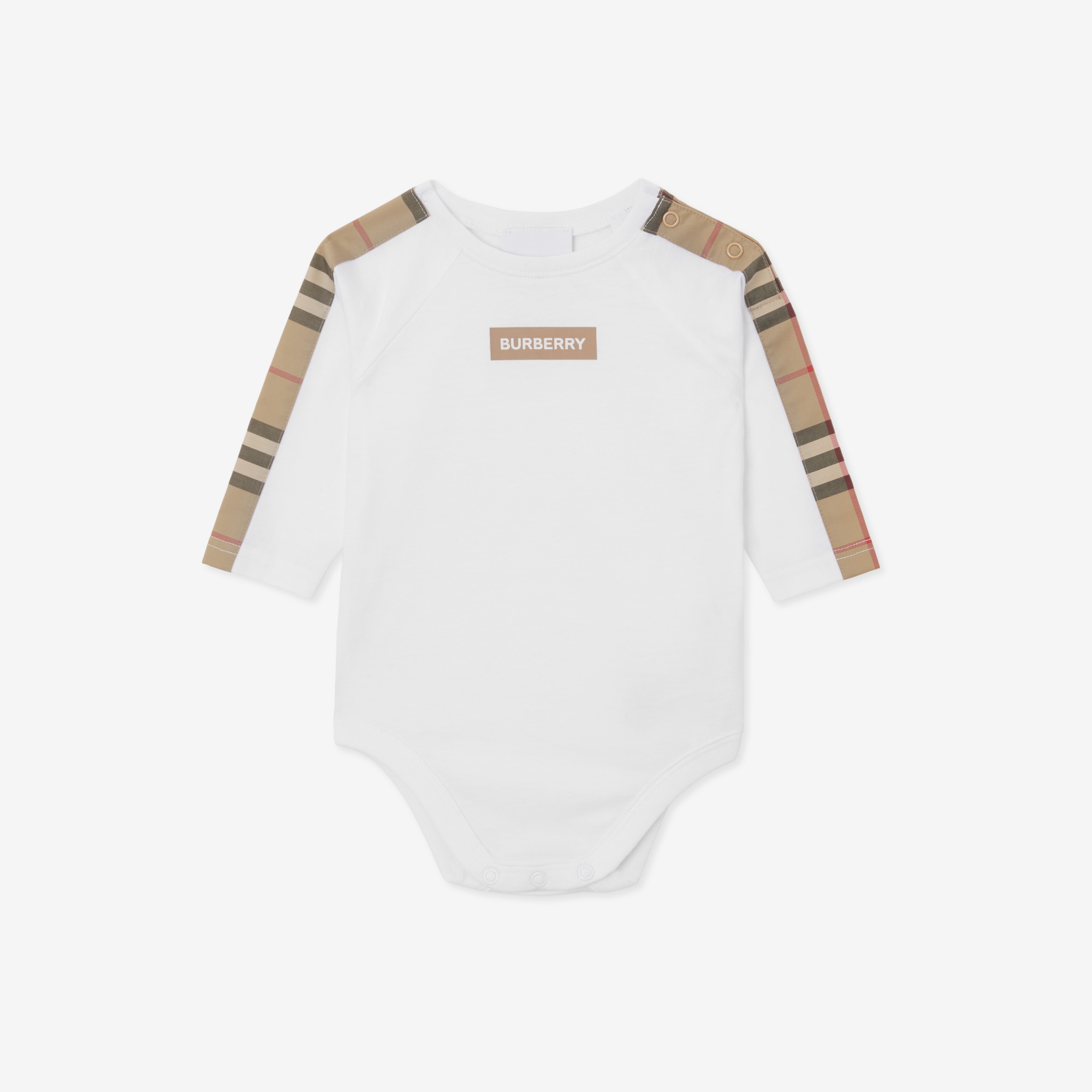Logo Detail Cotton Bodysuit in White - Children | Burberry® Official - 1