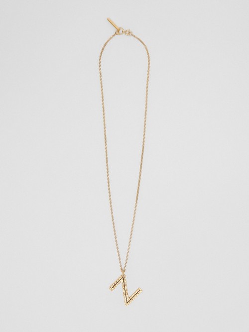 Burberry ‘z' Alphabet Charm Gold-plated Necklace In Light Gold