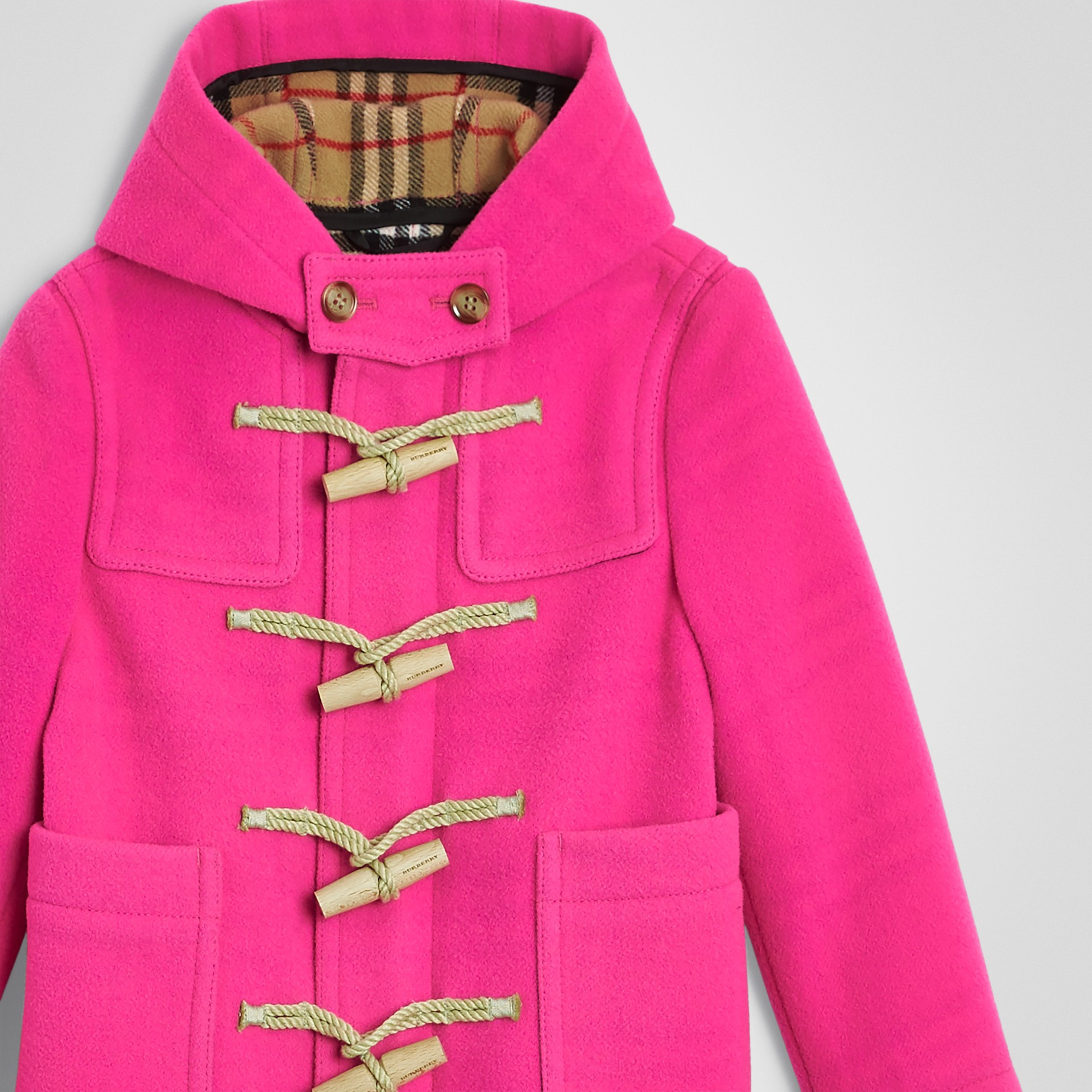 Doublefaced Wool Duffle Coat in Neon Pink Children Burberry United