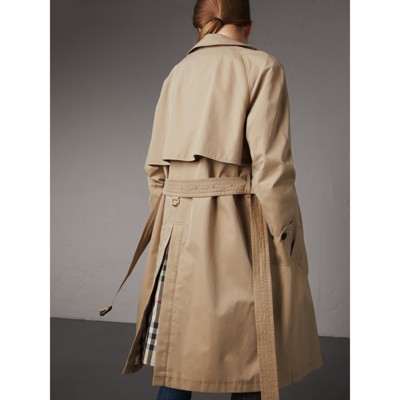 Resin Button Cotton Gabardine Trench Coat In Honey - Women | Burberry ...