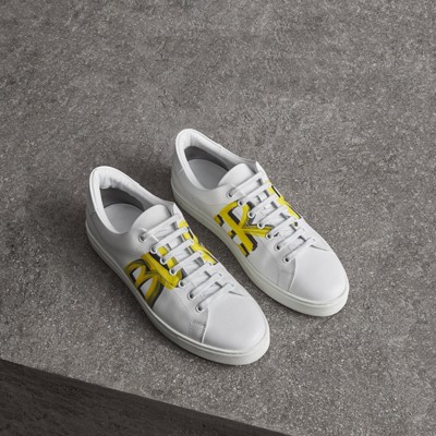 Burberry Logo Print Leather Sneakers 