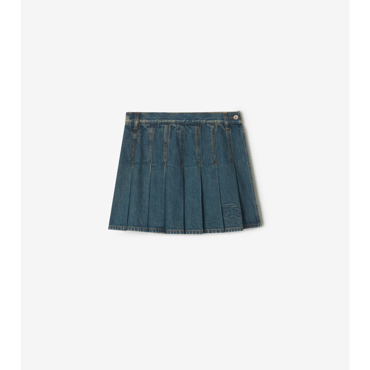 Pleated Denim Mini Skirt