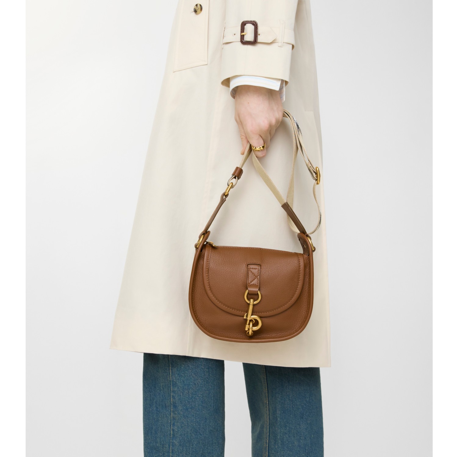 Mini B Clip Messenger Bag in Hazel brown - Women, Leather