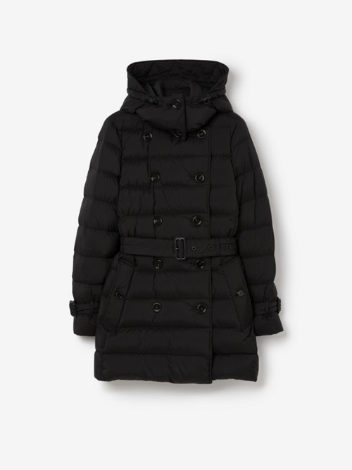 Shop Burberry Short Nylon Puffer Coat In Black