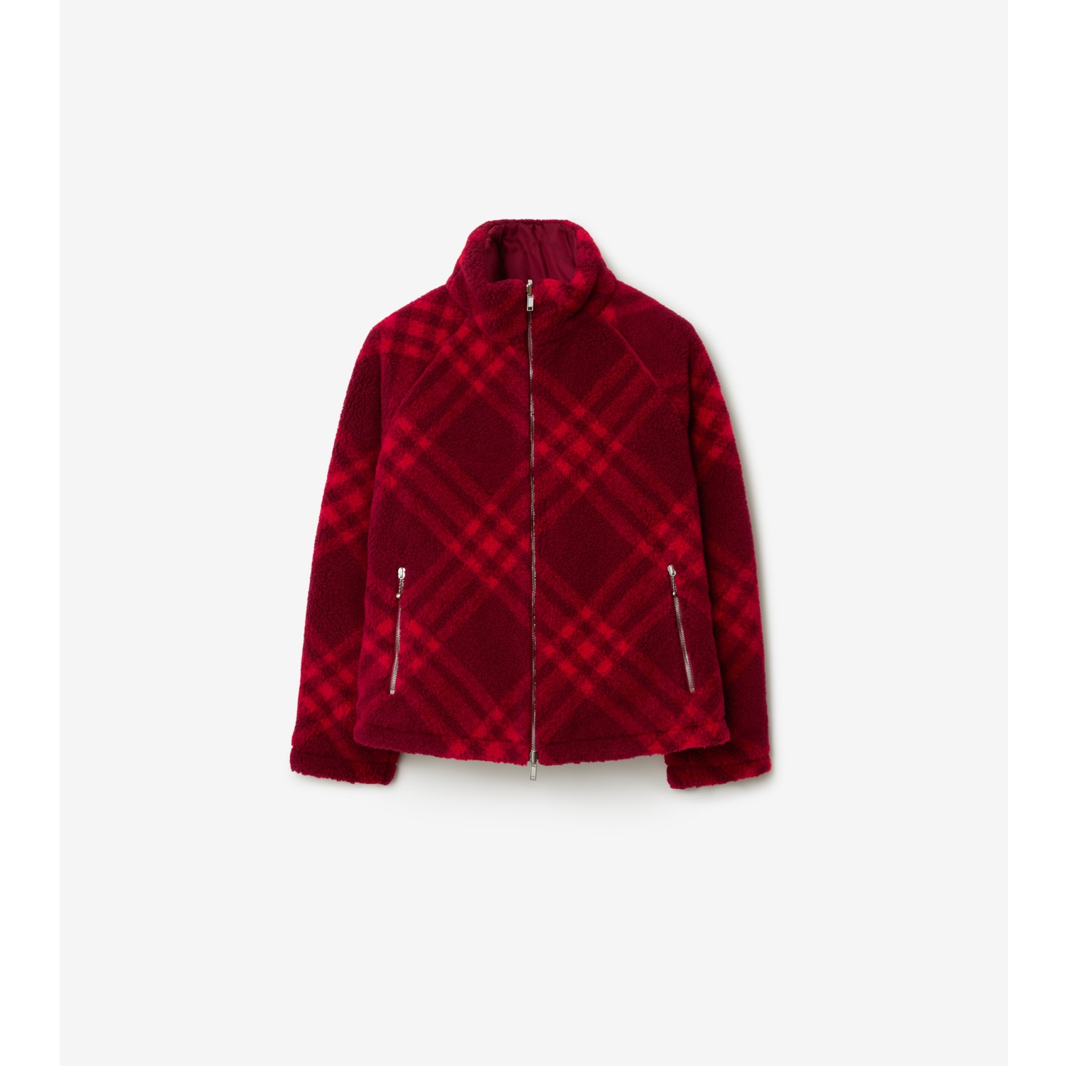 Reversible Check Fleece Jacket in Ripple Women, Wool Burberry® Official