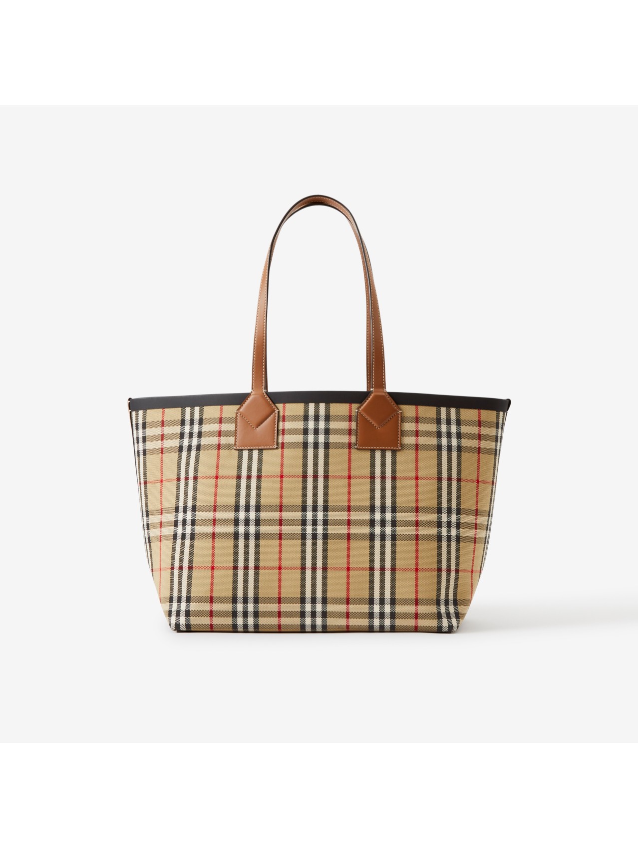 BURBERRY◇WASHBAG LONDON CHECK/レザー/NVY/ロンドンチェック