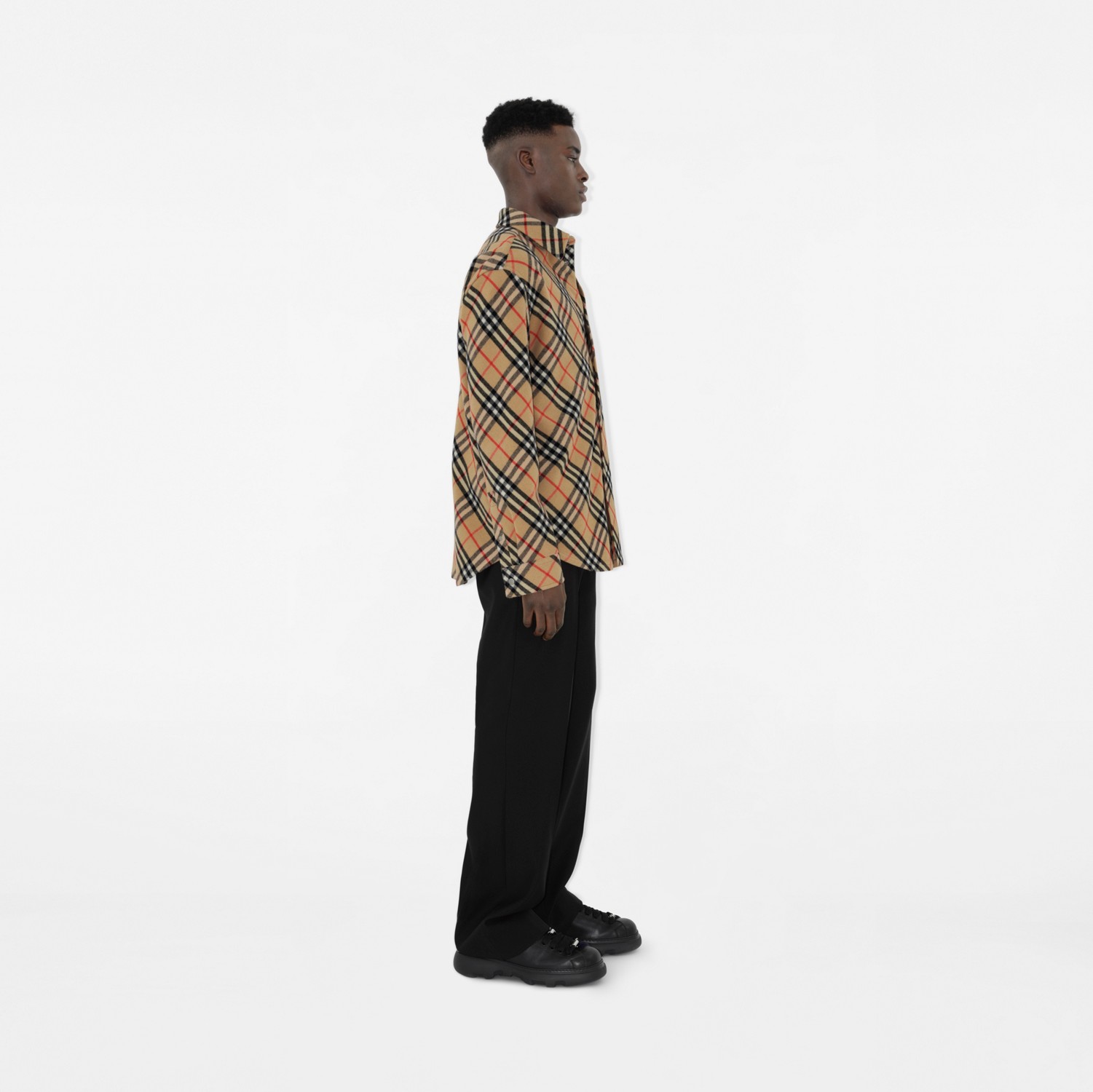 チェック ウールシャツ (サンド) - メンズ, ウール | Burberry チェック ウールシャツ (サンド) - メンズ, ウール | Burberry
