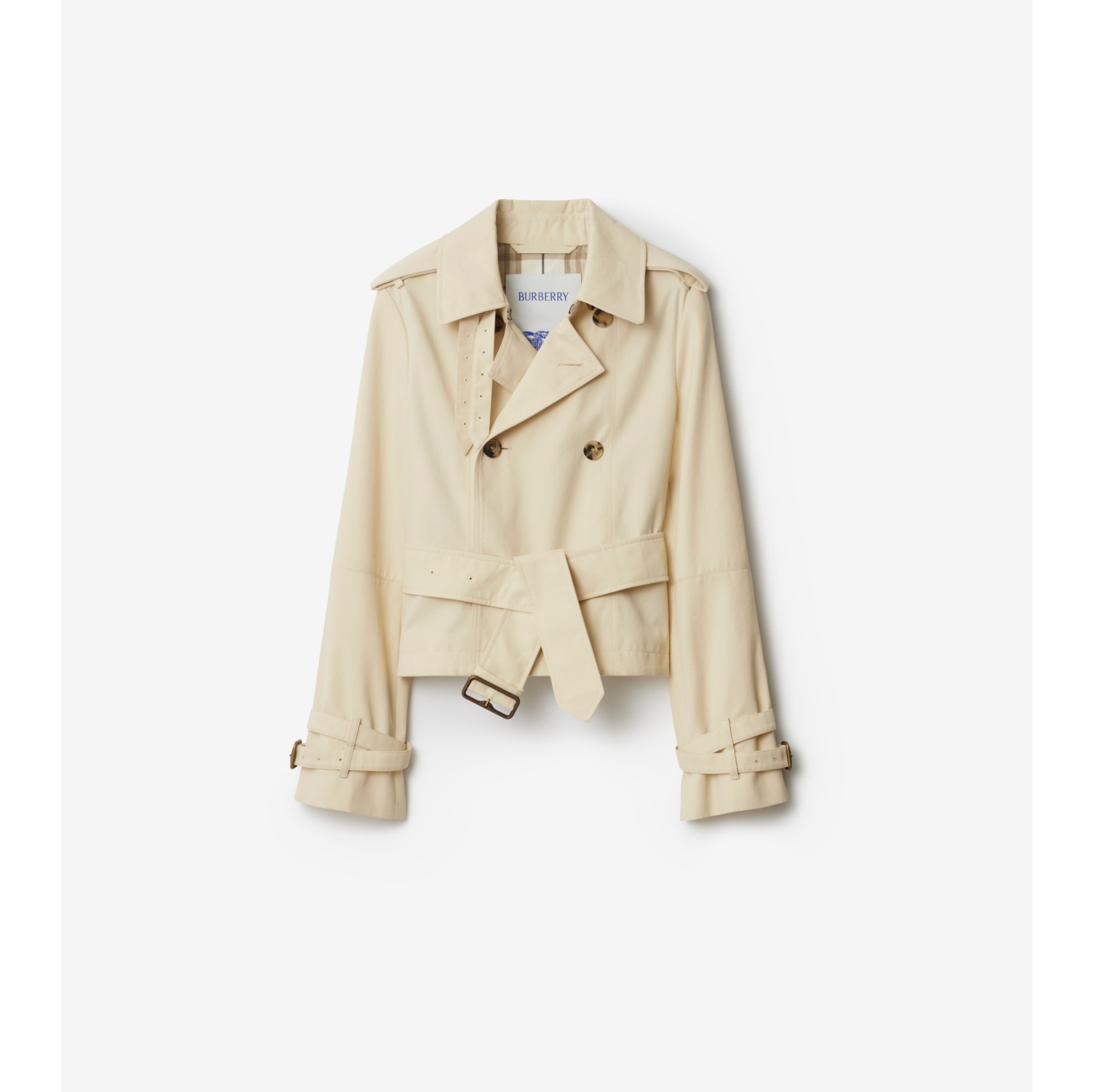 Cropped Cotton Blend Trench Jacket