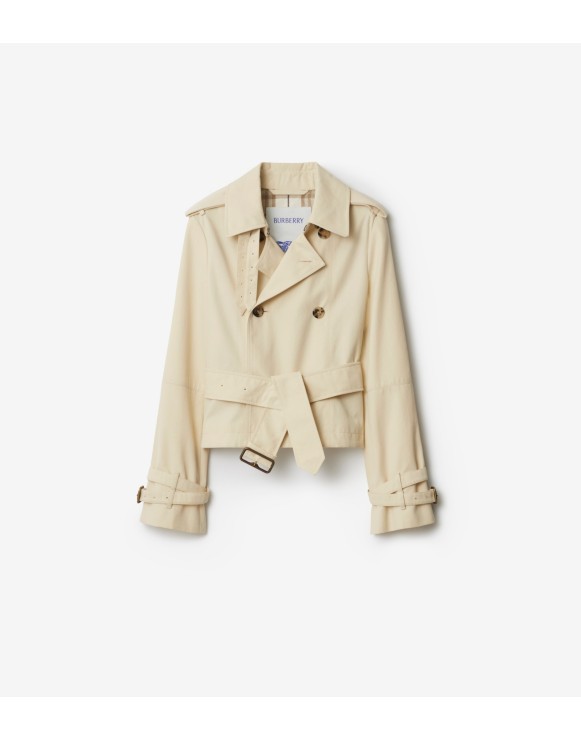 Cropped Cotton Blend Trench Jacket