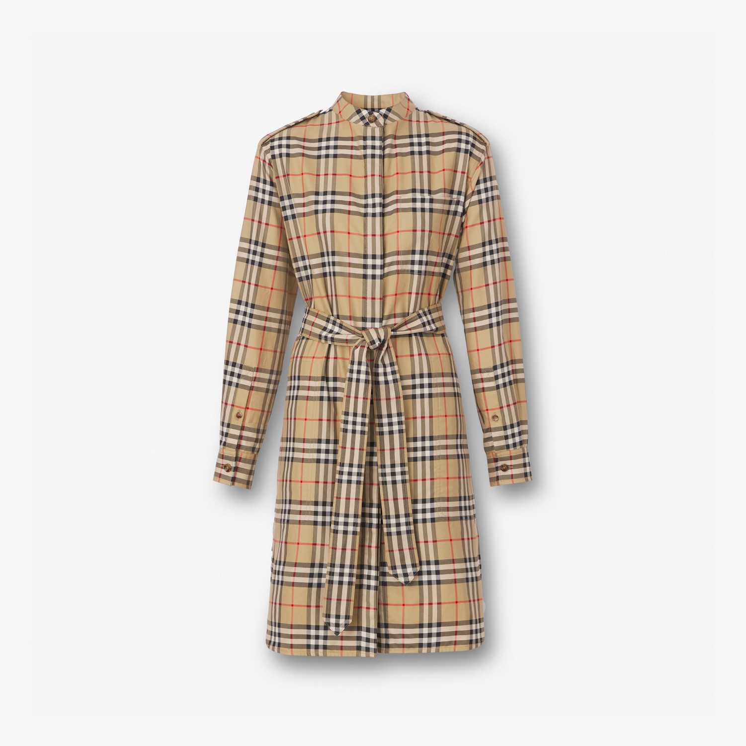 Robe chemise ceinturée en coton Vintage check (Beige D'archive) - Femme | Site officiel Burberry®
