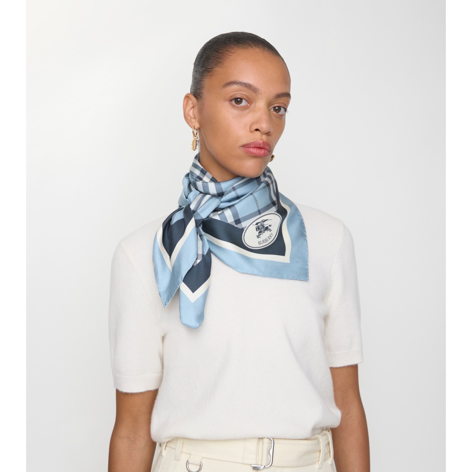 Check Silk Scarf - thumbnail 7
