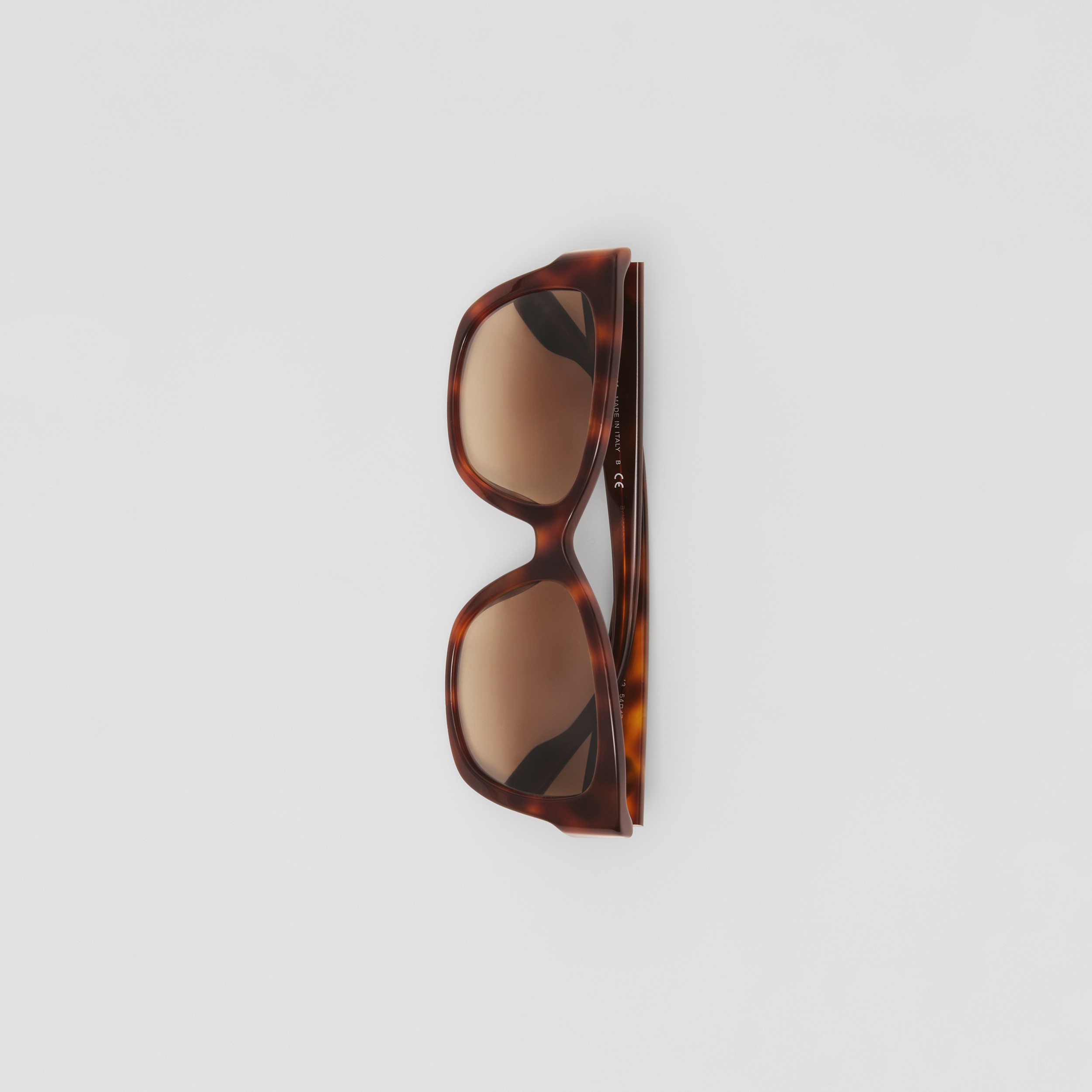 Eckige Sonnenbrille mit Monogrammmotiv (Dunkles Schildpatt-bernsteinfarben) - Damen | Burberry® - 3