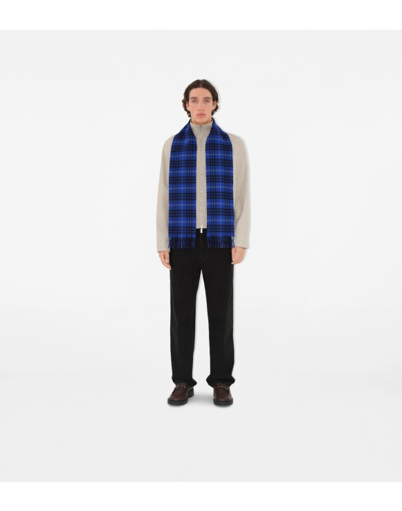 Narrow Check Cashmere Scarf