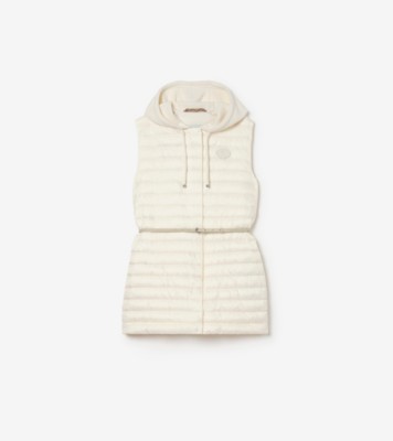 BURBERRY フード付きダウンベスト ホワイト ナイロン アインズワース フーデッドジレ (ツンドラホワイト