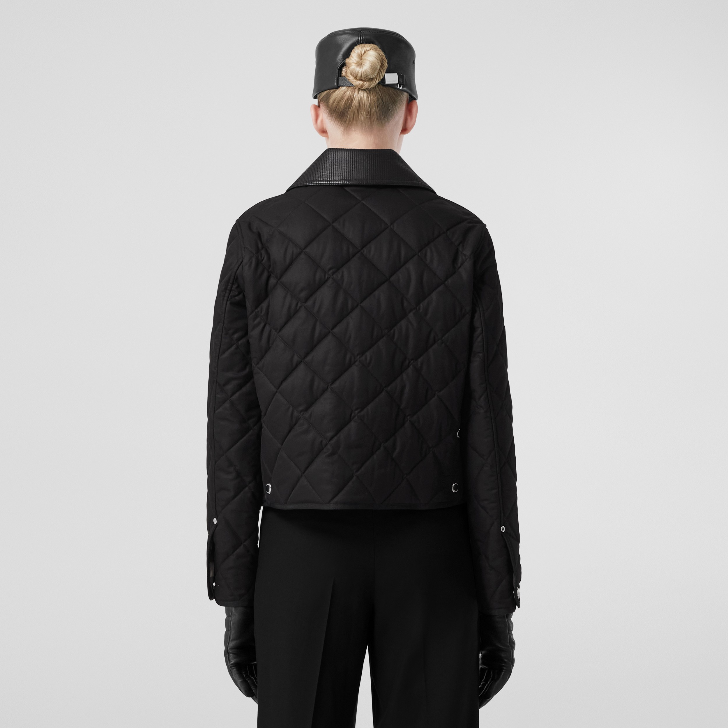Cotton Gabardine Diamond Quilted Jacket in Black - Women | Burberry® Official - 3
