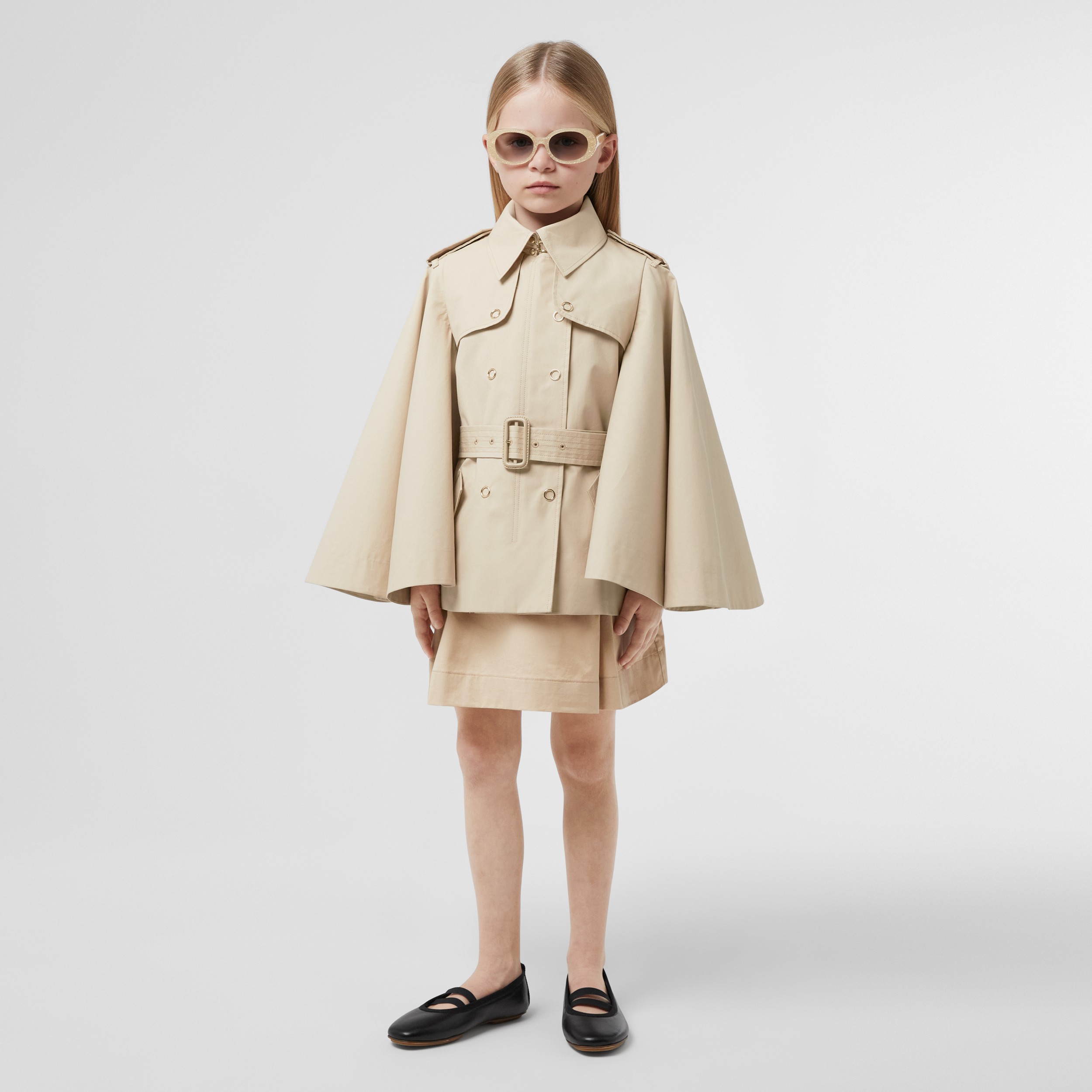 Flare-sleeve Cotton Trench Coat in Soft Fawn | Burberry® Official - 3
