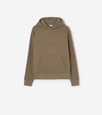 Check Piping Cotton Hoodie in Finch brown - Men | Burberry® Official