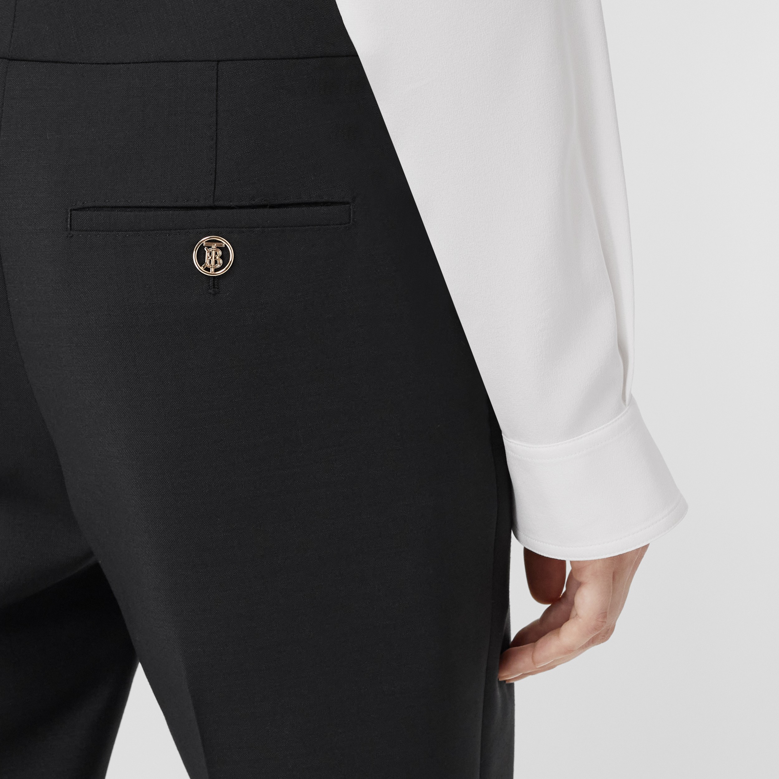 Mohair Wool Tailored Trousers in Black - Women | Burberry® Official - 4