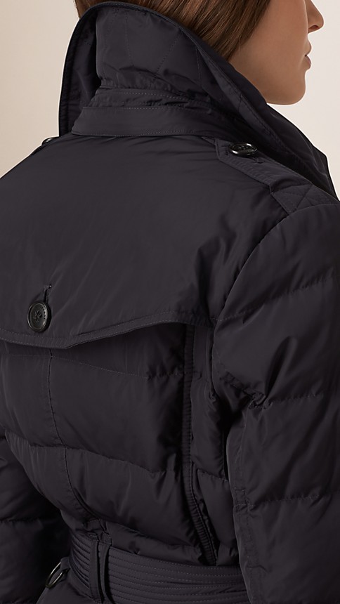 Down-Filled Puffer Coat with Detachable Hood Navy | Burberry