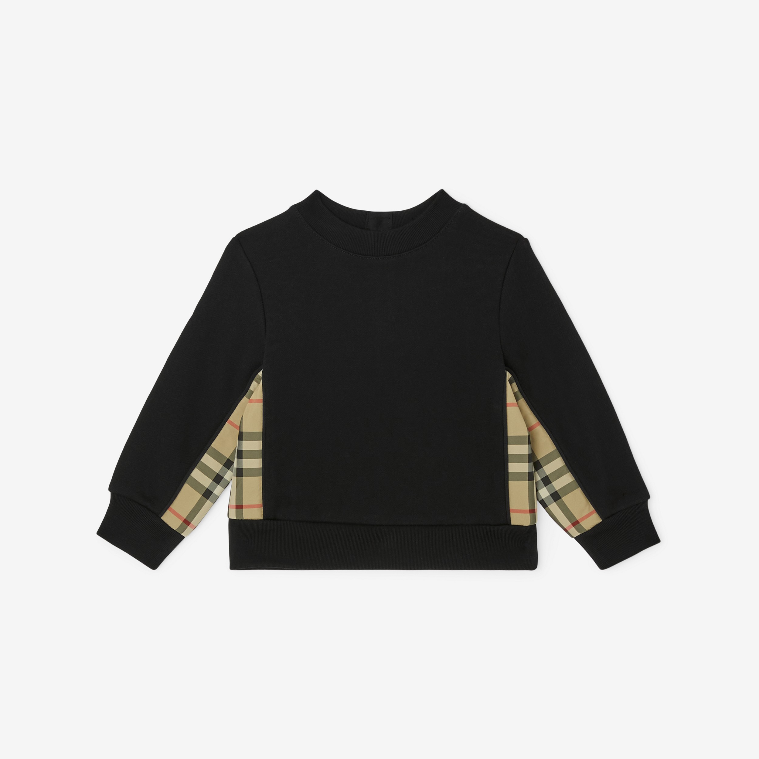 Suéter em algodão com recorte em Vintage Check (Preto) - Crianças | Burberry® oficial - 1