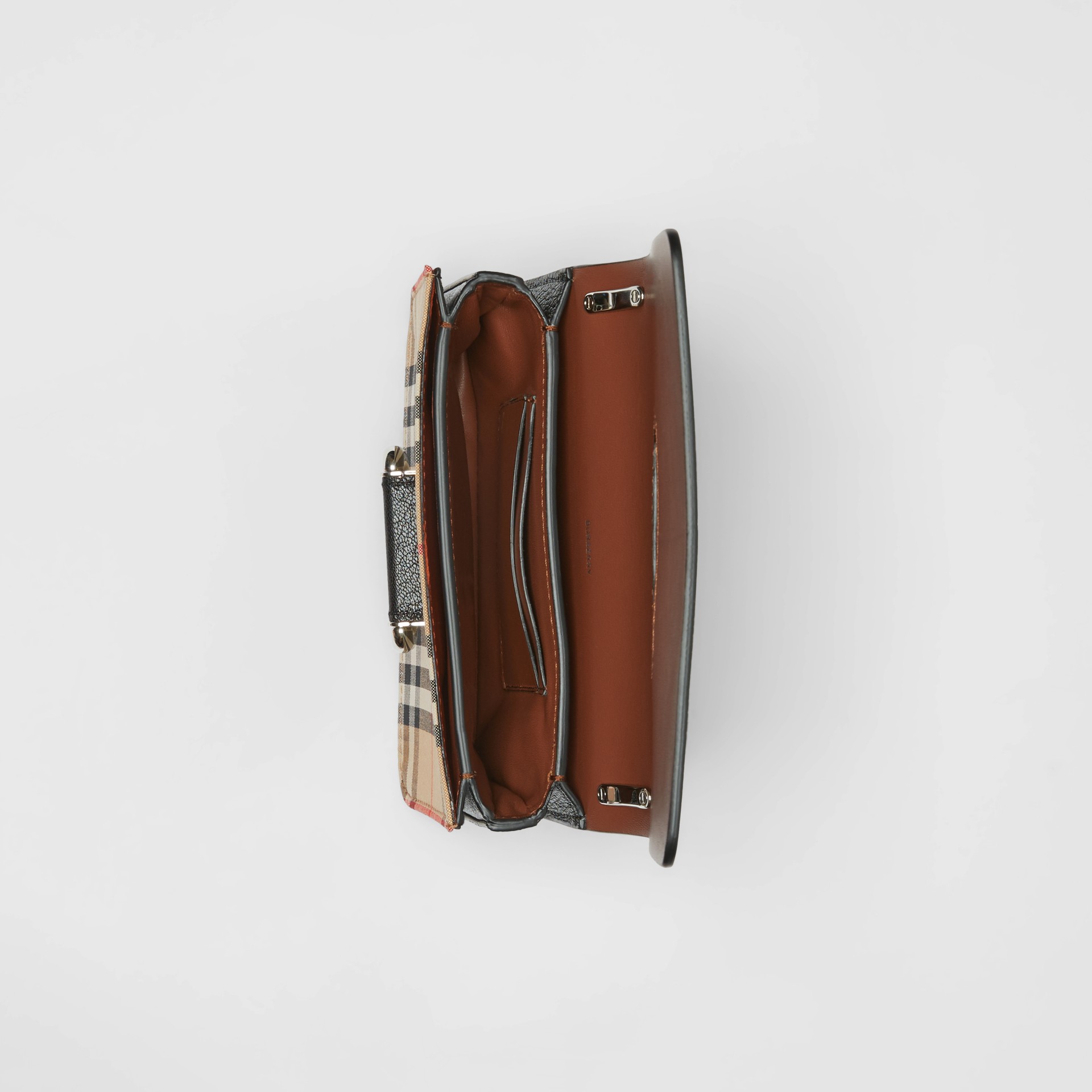 The Mini Vintage Check and Leather Dring Bag in Black Women